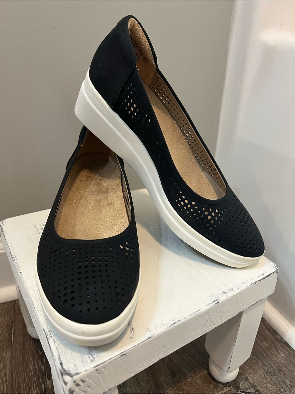 Naturalizer Black Perforated Wedge Slip-On